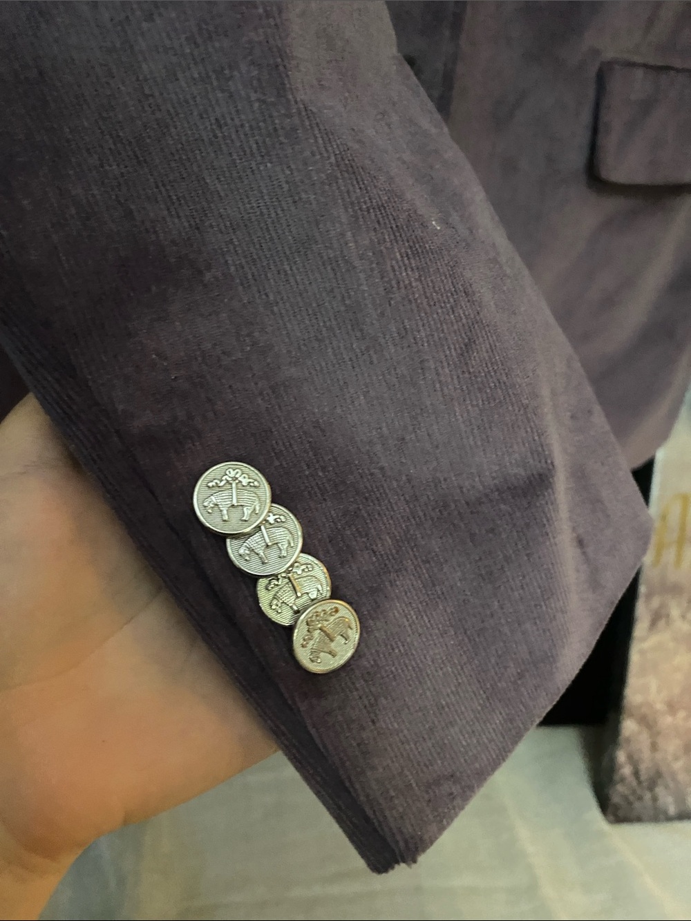 Brooks Brothers SZ 14 "346" Milano Fit Purple Suede Blazer With Button Details - Picture 5 of 6